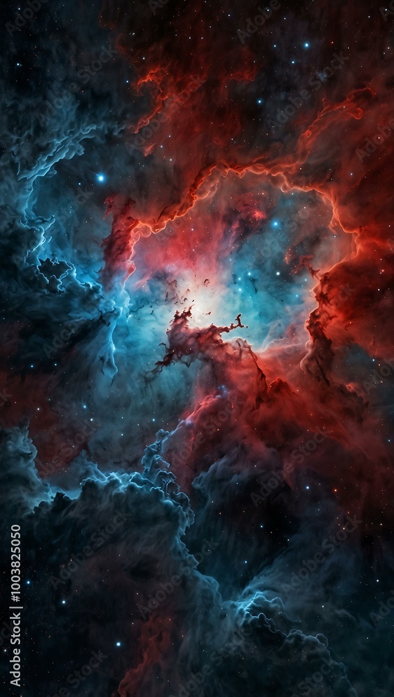 Cosmic red and blue nebula in space. Cosmic red and blue nebula in space.
