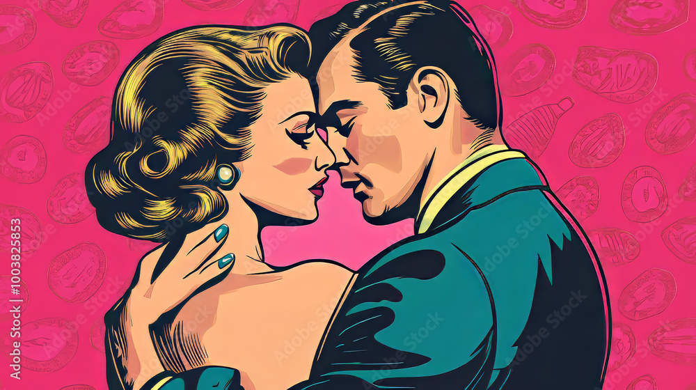Abusive relationships in a couple in which formality is important. Infringement of human desires. A woman forces a man to marry her. Pop Art Retro Vector Illustration Kitsch Vintage 50s 60s Style. Abusive relationships in a couple in which formality is important. Infringement of human desires. A woman forces a man to marry her. Pop Art Retro Vector Illustration Kitsch Vintage 50s 60s Style.