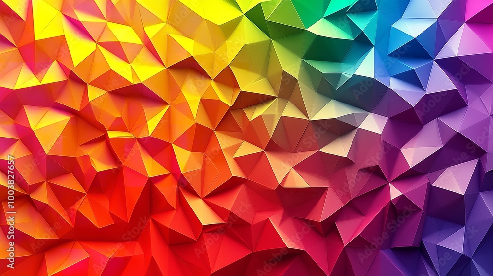 Low Poly Triangular Background in Bright Rainbow Colors
Low Poly Triangular Background in Bright Rainbow Colors