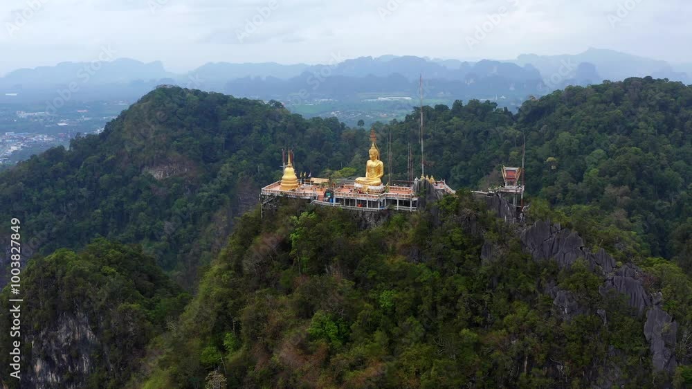 Aerial view of Wat Tham Suea or Tiger Cave Temple in Krabi, Thailand, south east asia Aerial view of Wat Tham Suea or Tiger Cave Temple in Krabi, Thailand, south east asia