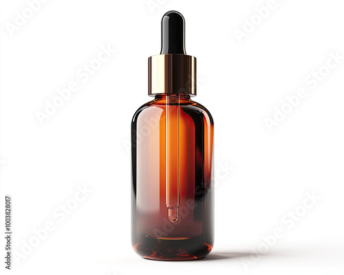 Wallpaper Mural Amber dropper bottle with a black dropper cap on a white isolated background. Torontodigital.ca