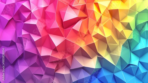 Low Poly Triangular Background in Bright Rainbow Colors