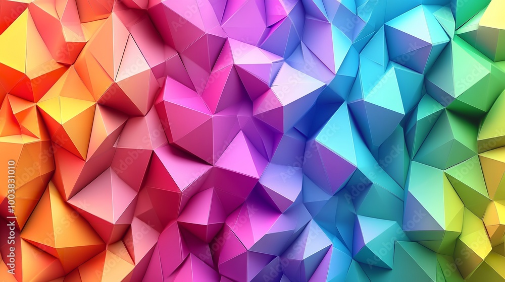 Low Poly Triangular Background in Bright Rainbow Colors
Low Poly Triangular Background in Bright Rainbow Colors