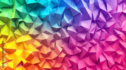 Low Poly Triangular Background in Bright Rainbow Colors