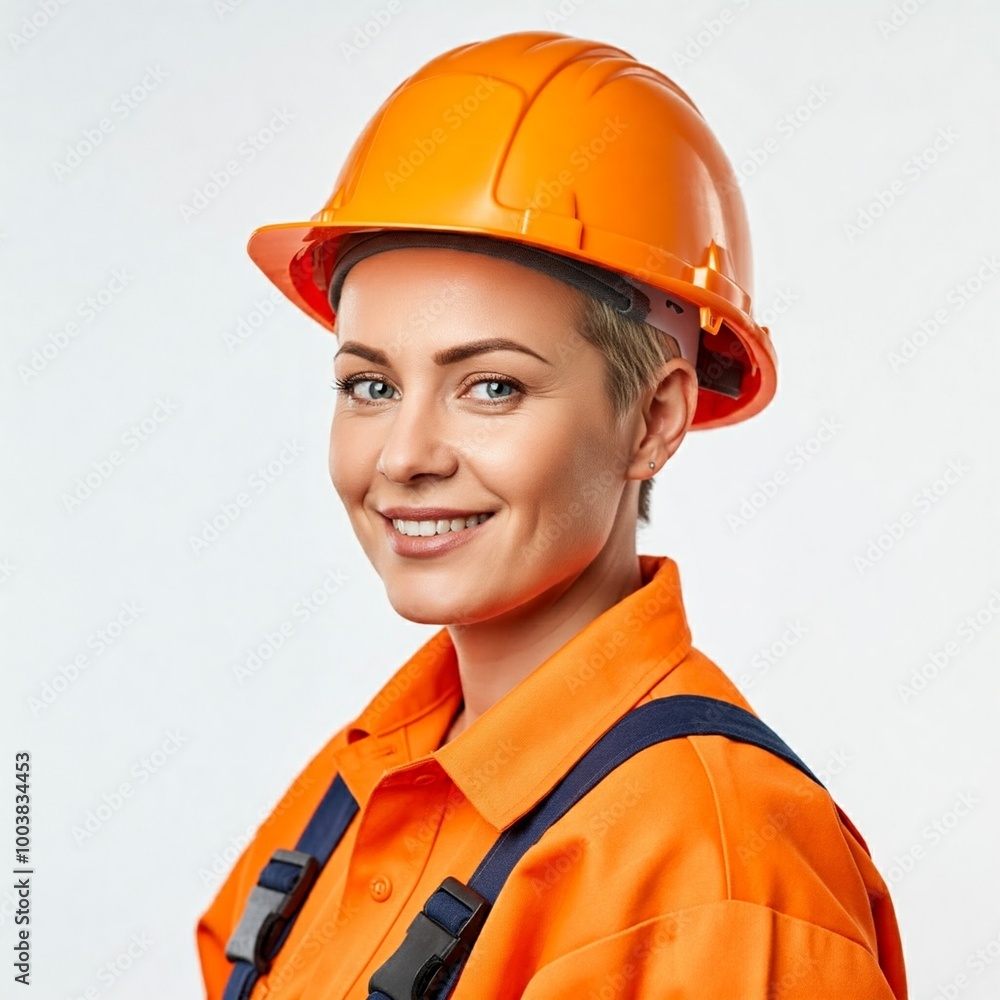 Construction worker, wearing yellow hardhat, isolated Construction worker, wearing yellow hardhat, isolated