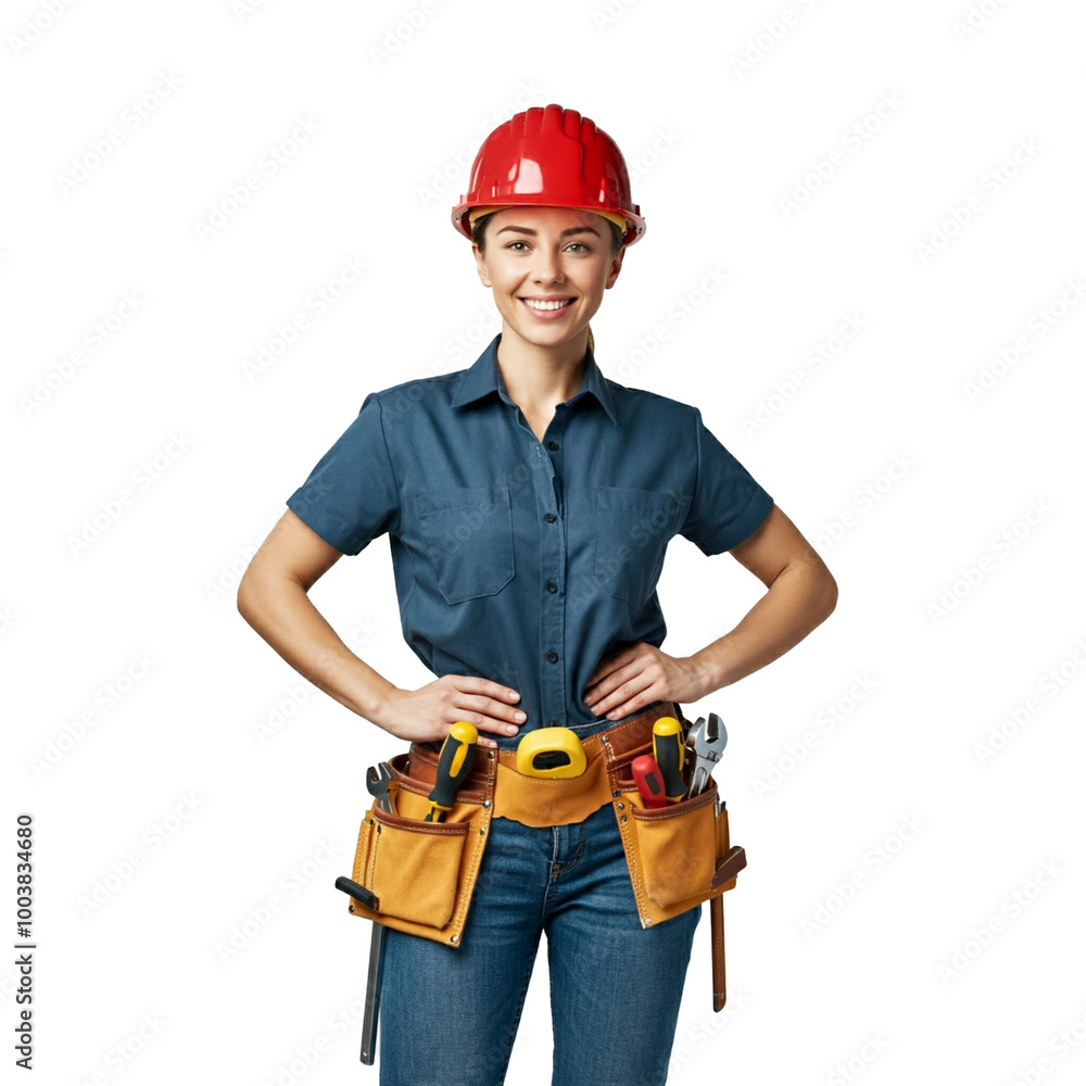 Construction worker, wearing yellow hardhat, isolated Construction worker, wearing yellow hardhat, isolated