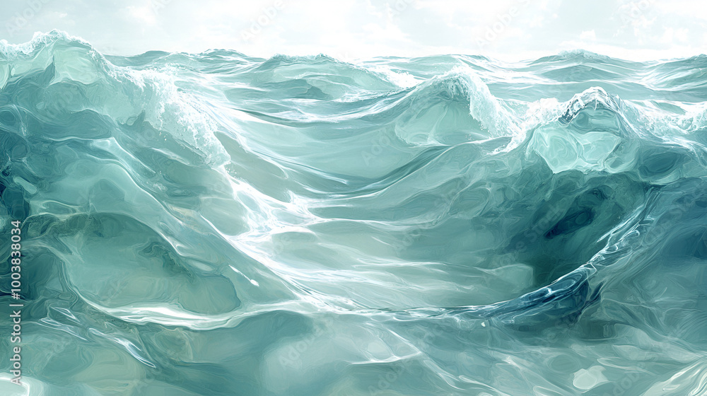 Stunning turquoise ocean waves gently rolling under a bright sky, capturing the beauty of nature and the rhythm of the sea Stunning turquoise ocean waves gently rolling under a bright sky, capturing the beauty of nature and the rhythm of the sea