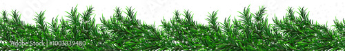 christmas border with fir branch and snowfall