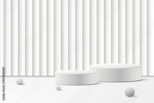 Wallpaper Mural Abstract 3D realistic white cylinder podium pedestal background with natural lighting wall scene. Minimal mockup or product display presentation, Stage for showcase. Platforms vector geometric design Torontodigital.ca