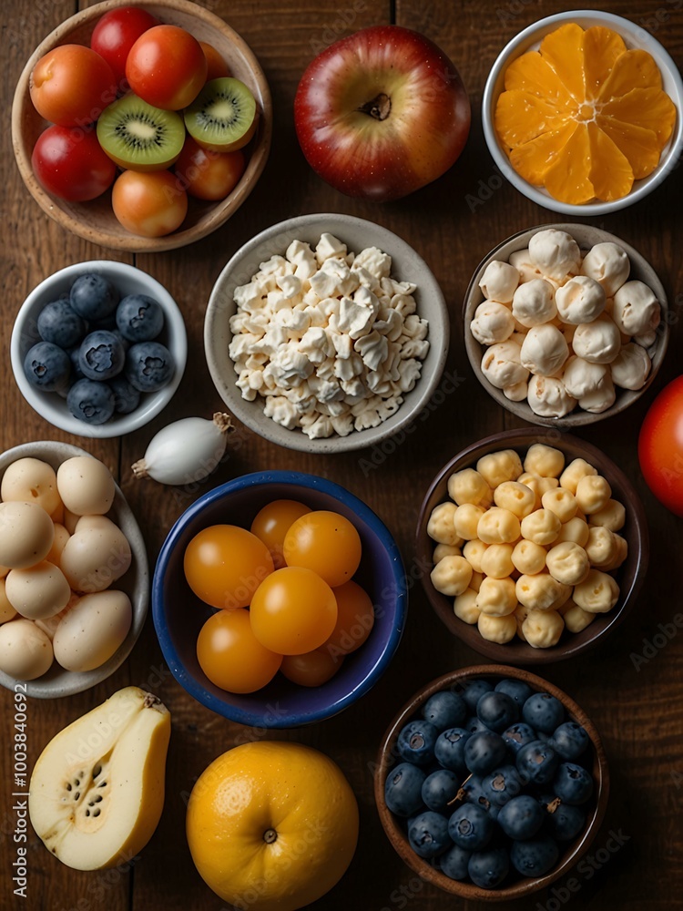 Foods high in glutathione displayed on a table. Foods high in glutathione displayed on a table.