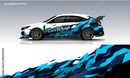 Blue ocean sporty Racing Car wrap livery design