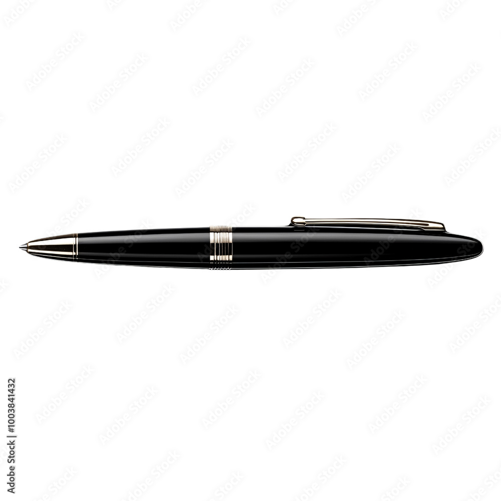 Black ballpoint pen with gold accents transparent background Black ballpoint pen with gold accents transparent background
