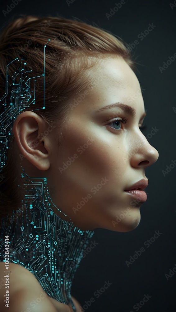 Futuristic digital profile of a human. Futuristic digital profile of a human.