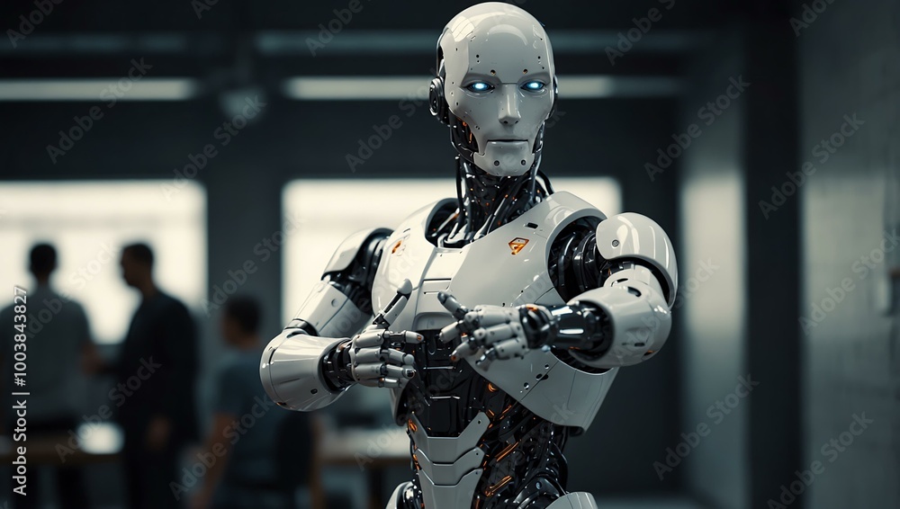 Futuristic robot giving a thumbs-up. Futuristic robot giving a thumbs-up.