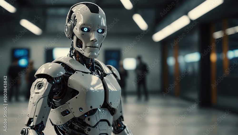Futuristic robot giving a thumbs up. Futuristic robot giving a thumbs up.