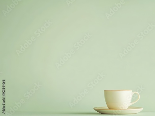 Minimalist Coffee Cup on Soft Pastel Green Background