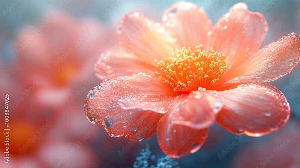 Pink Flower with Dewdrops - Macro Photography Pink Flower with Dewdrops - Macro Photography