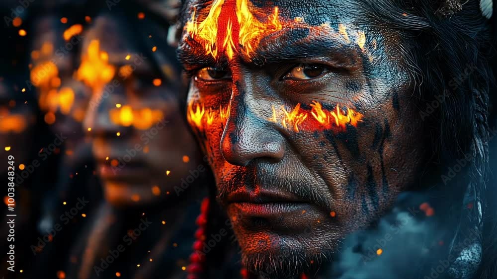 indian portrait ritual with fire slow motion indian portrait ritual with fire slow motion