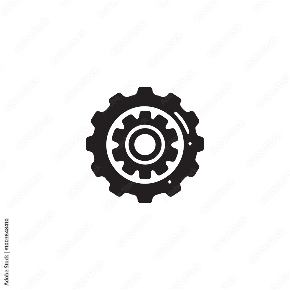 Symbolic black and white isolated vector illustration of gear sign on white background. Symbolic black and white isolated vector illustration of gear sign on white background.