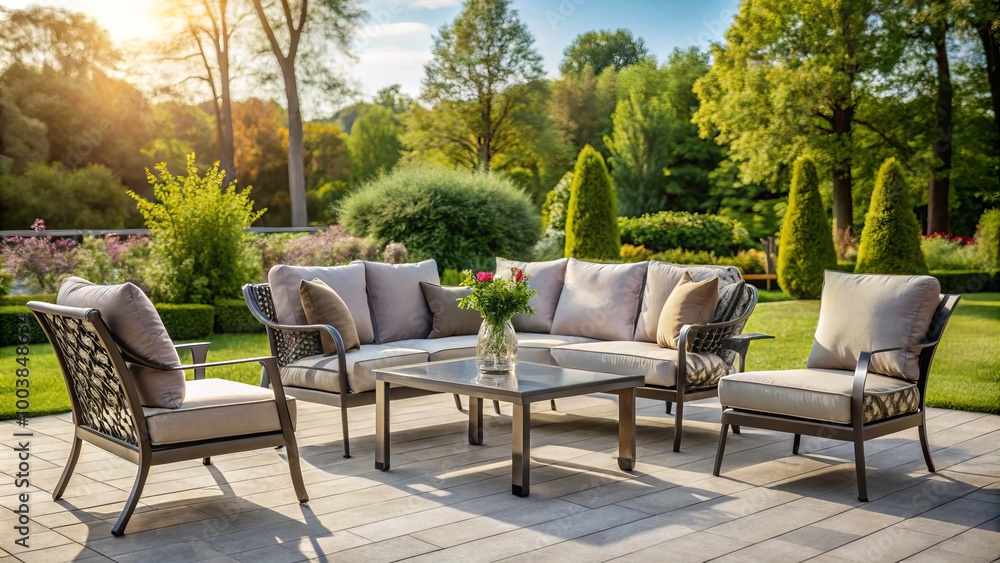 Elevate your outdoor experience with this chic aluminum garden furniture set, designed for stylish living and Elevate your outdoor experience with this chic aluminum garden furniture set, designed for stylish living and