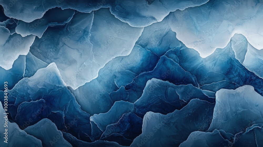 Abstract icy landscape with flowing wave-like formations in blue tones, Ai Generation Abstract icy landscape with flowing wave-like formations in blue tones, Ai Generation