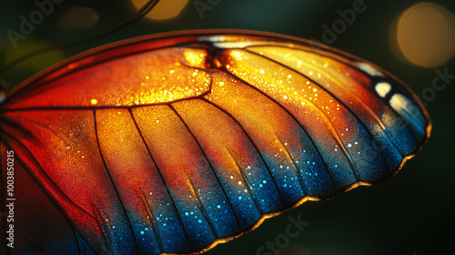 colorful background and oval spots on beautiful lines taken from part of  butterfly's wing, exotic texture photo