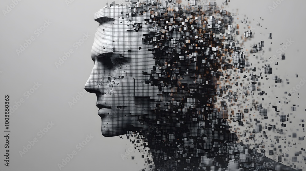 Composite image of digital gray pixelated 3d man. Composite image of digital gray pixelated 3d man.