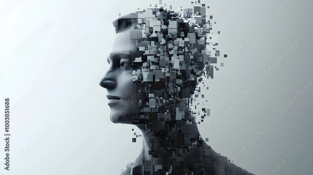 Composite image of digital gray pixelated 3d man. Composite image of digital gray pixelated 3d man.
