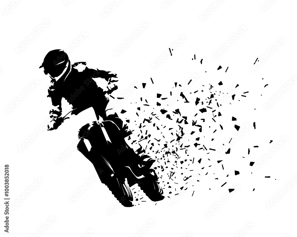 Motocross race, abstract isolated vector silhouette Motocross race, abstract isolated vector silhouette