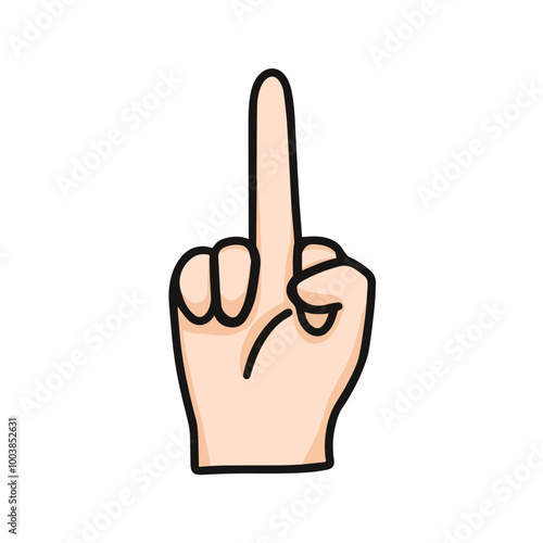 vector illustration of hand showing middle finger, impolite finger, negative finger, isolated on white background
