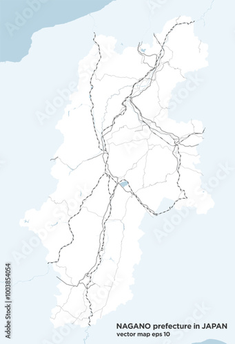 日本の長野県のシンプルな道路路線図