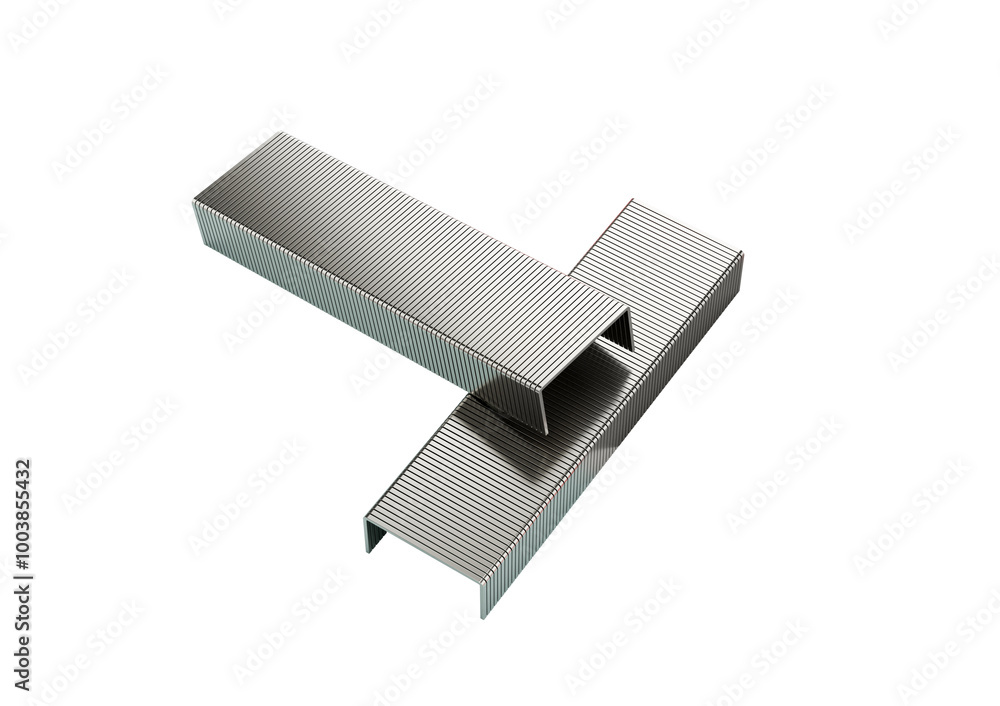 Obraz premium Two Metallic Staple Pins Blocks Isolated On White Background 3D Illustration