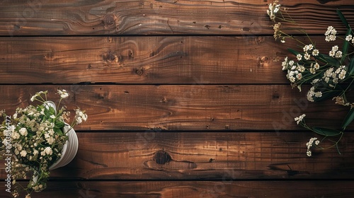 Directly above view brown wooden background