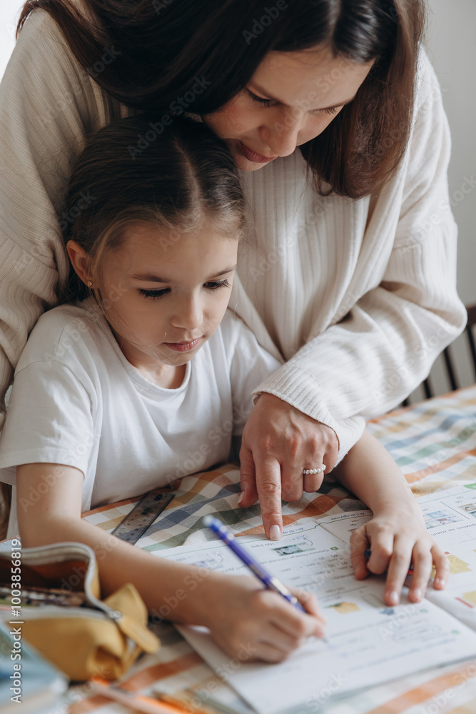 Mother and Daughter Studying Together Mother and Daughter Studying Together