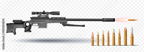sniper rifle firearms modern weapons realistic vector illustrations