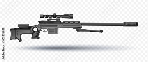 sniper rifle firearms modern weapons realistic vector illustrations