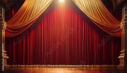 緞帳の降りた演劇舞台の背景イラスト壁紙
