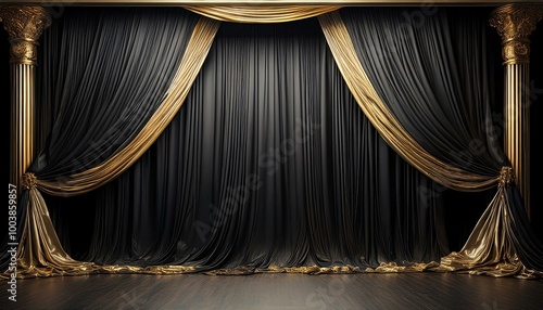 緞帳の降りた演劇舞台の背景イラスト壁紙
