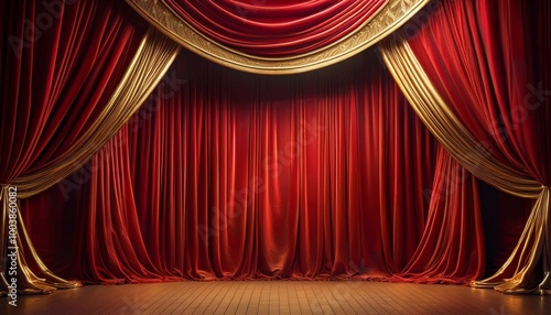 緞帳の降りた演劇舞台の背景イラスト壁紙
