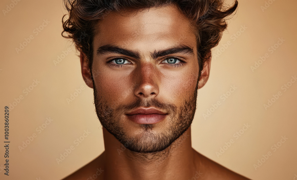 A man with a beard and blue eyes A man with a beard and blue eyes