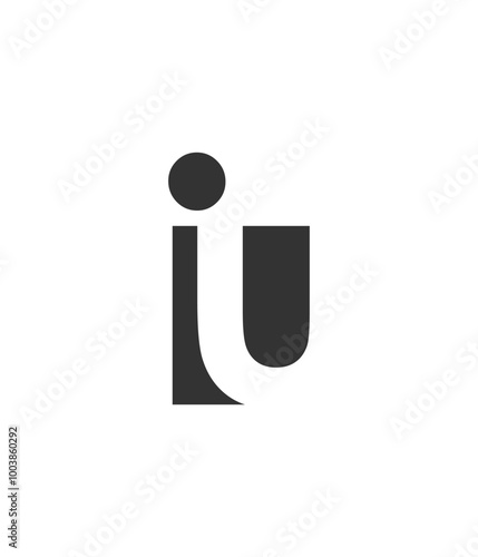 IU creative geometric initial based modern and minimal logo. Letter i u trendy fonts.