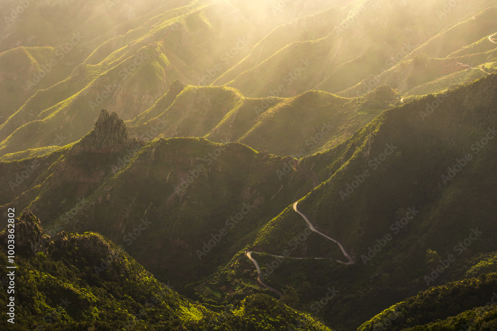 The Anaga Mountains in Tenerife captured on a beautiful sunny day.