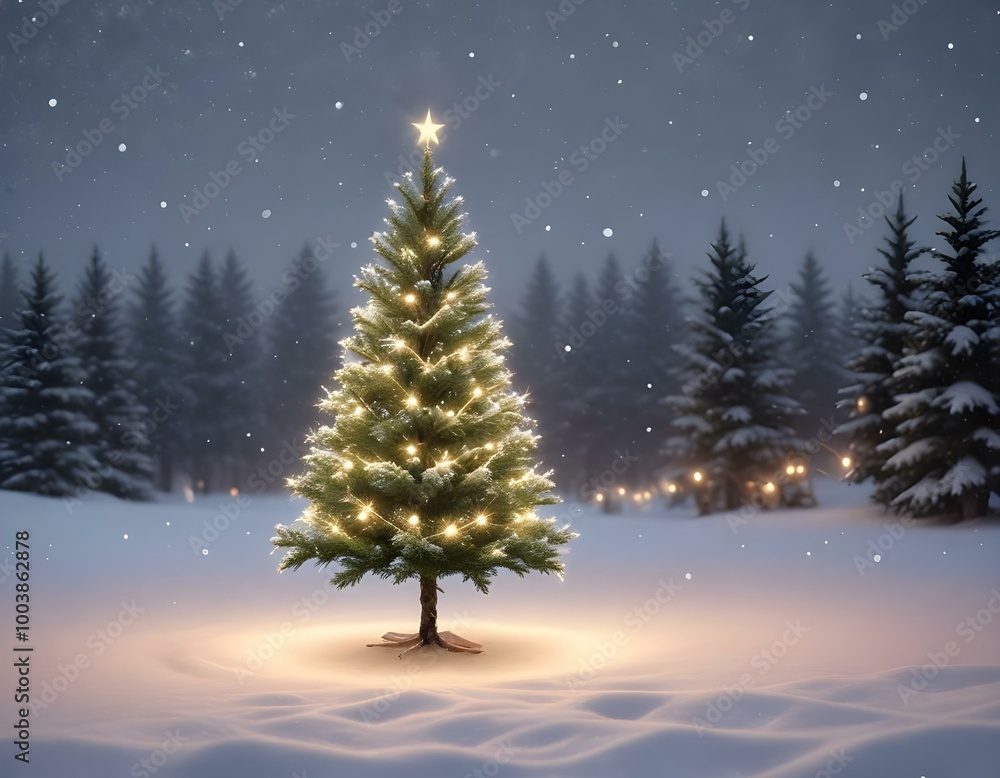 Naklejka premium christmas tree with snow