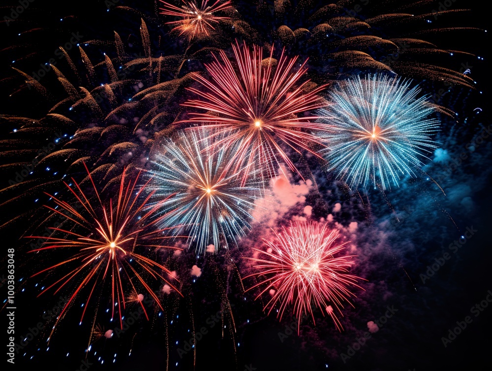 Obraz premium fireworks &nbsp;light up the sky Abstract colored firework background.