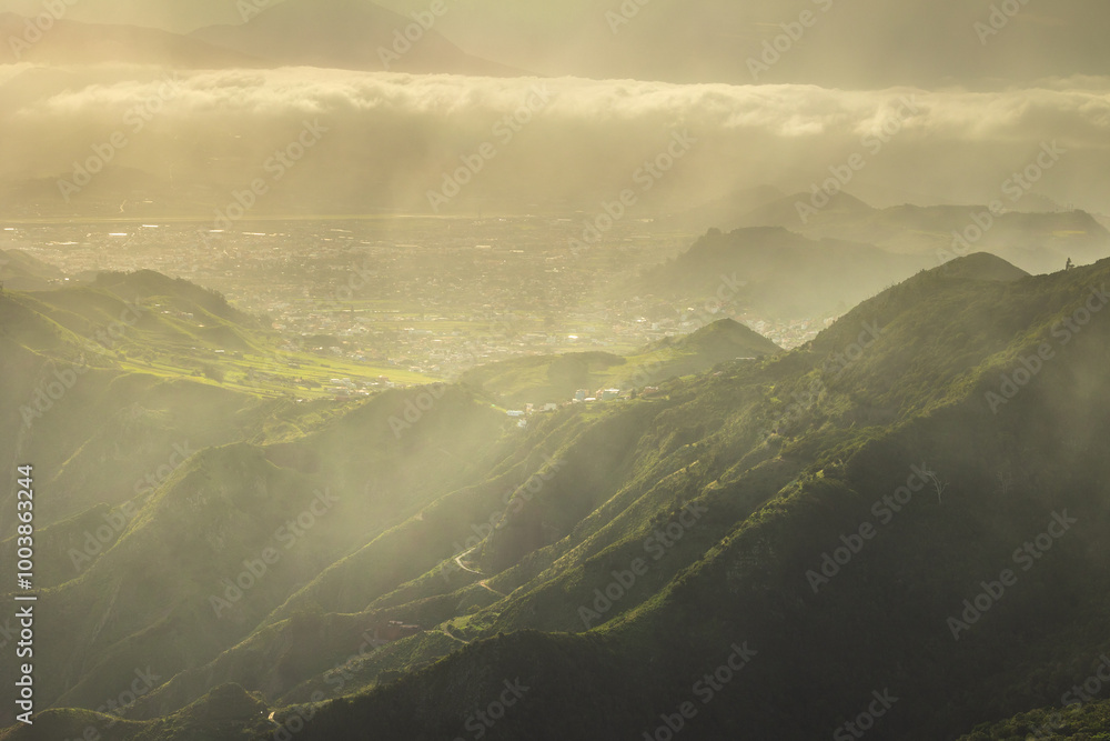 The Anaga Mountains in Tenerife captured on a beautiful sunny day.