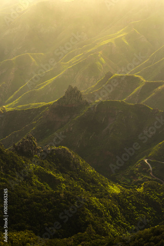 Obraz na płótnie The Anaga Mountains in Tenerife captured on a beautiful sunny day. w salonie