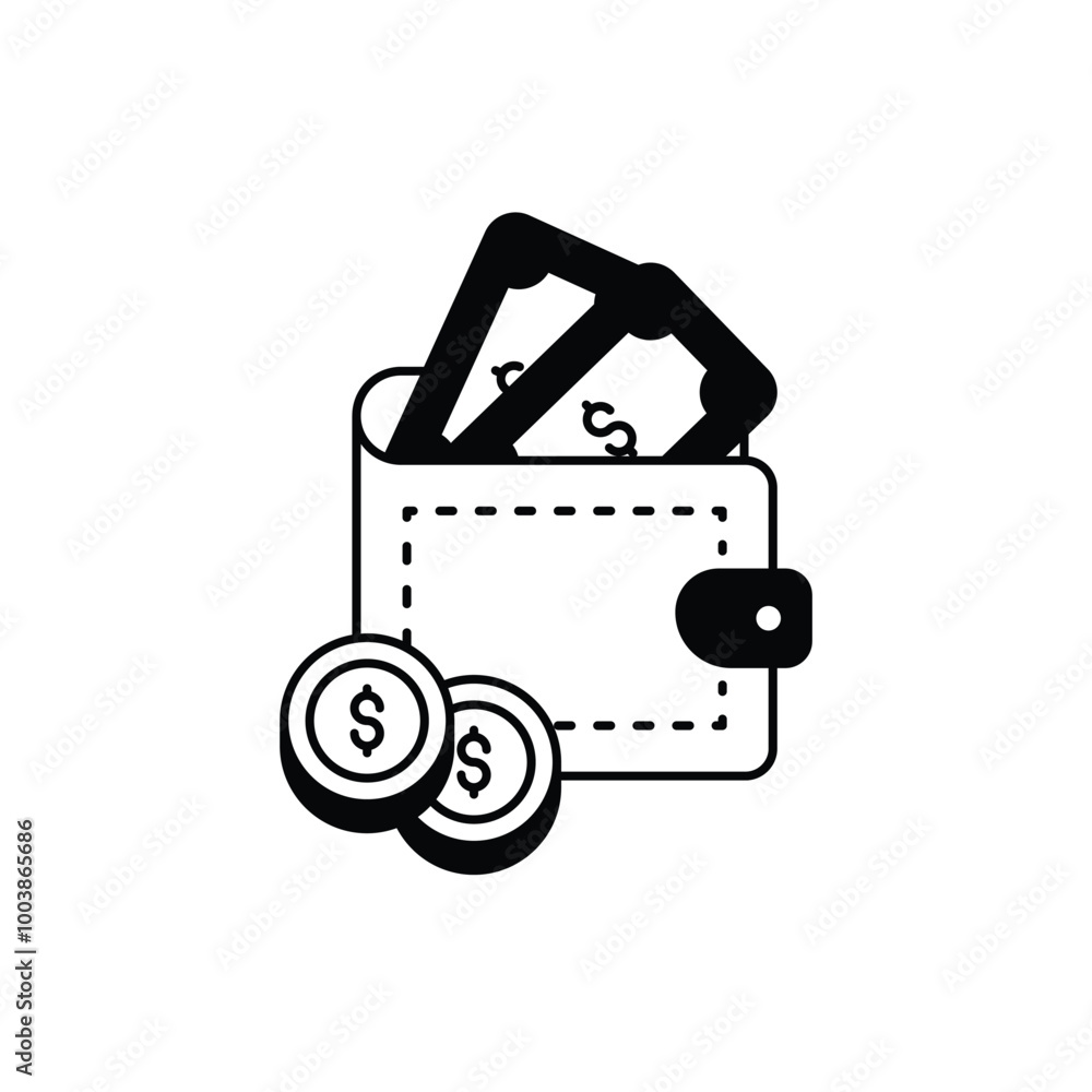 wallet glyph icon with white background vector stock illustration wallet glyph icon with white background vector stock illustration