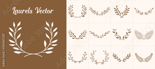 wedding wreaths elements and branches with leaves. swirls, twigs and flower ornaments. herbs, flowers and plant elements. vector design floral laurel wreaths