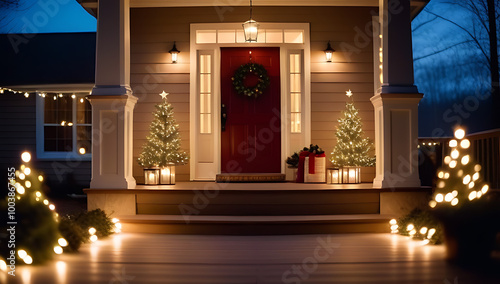 Wallpaper Mural magical christmas porch twinkling lights glowing stars Torontodigital.ca