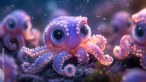 baby octopus with bright and cute colors